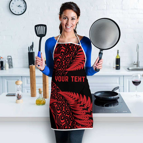 New Zealand Rugby Pacific Personalised Apron All Red Maori Pasifika Fern Pattern - Aussie Hoodie
