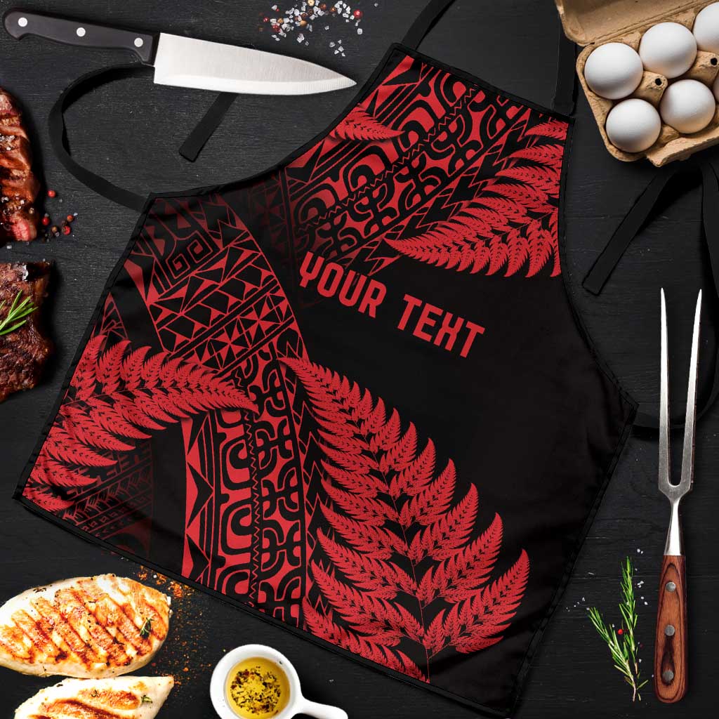 New Zealand Rugby Pacific Personalised Apron All Red Maori Pasifika Fern Pattern - Aussie Hoodie