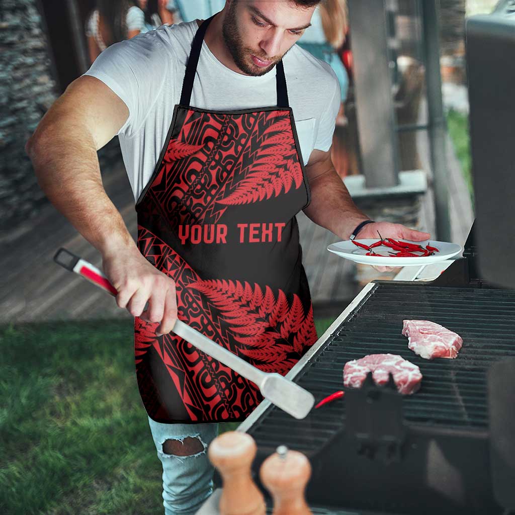 New Zealand Rugby Pacific Personalised Apron All Red Maori Pasifika Fern Pattern - Aussie Hoodie