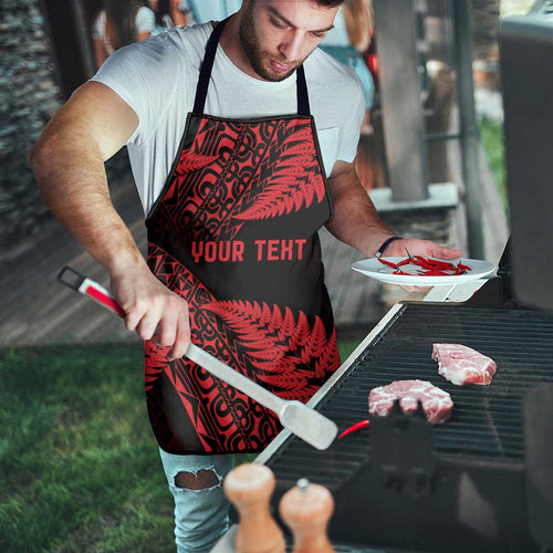 New Zealand Rugby Pacific Personalised Apron All Red Maori Pasifika Fern Pattern - Aussie Hoodie