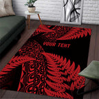 New Zealand Rugby Pacific Personalised Area Rug All Red Maori Pasifika Fern Pattern