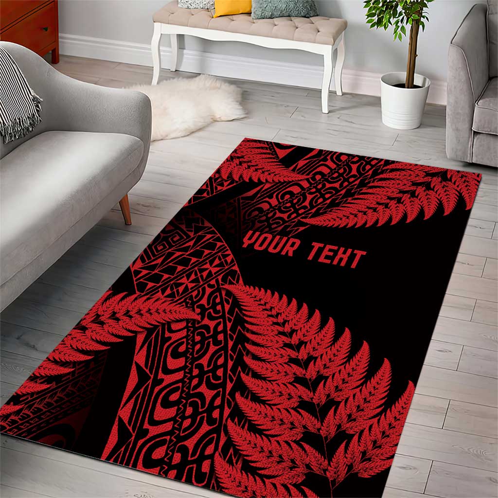 New Zealand Rugby Pacific Personalised Area Rug All Red Maori Pasifika Fern Pattern