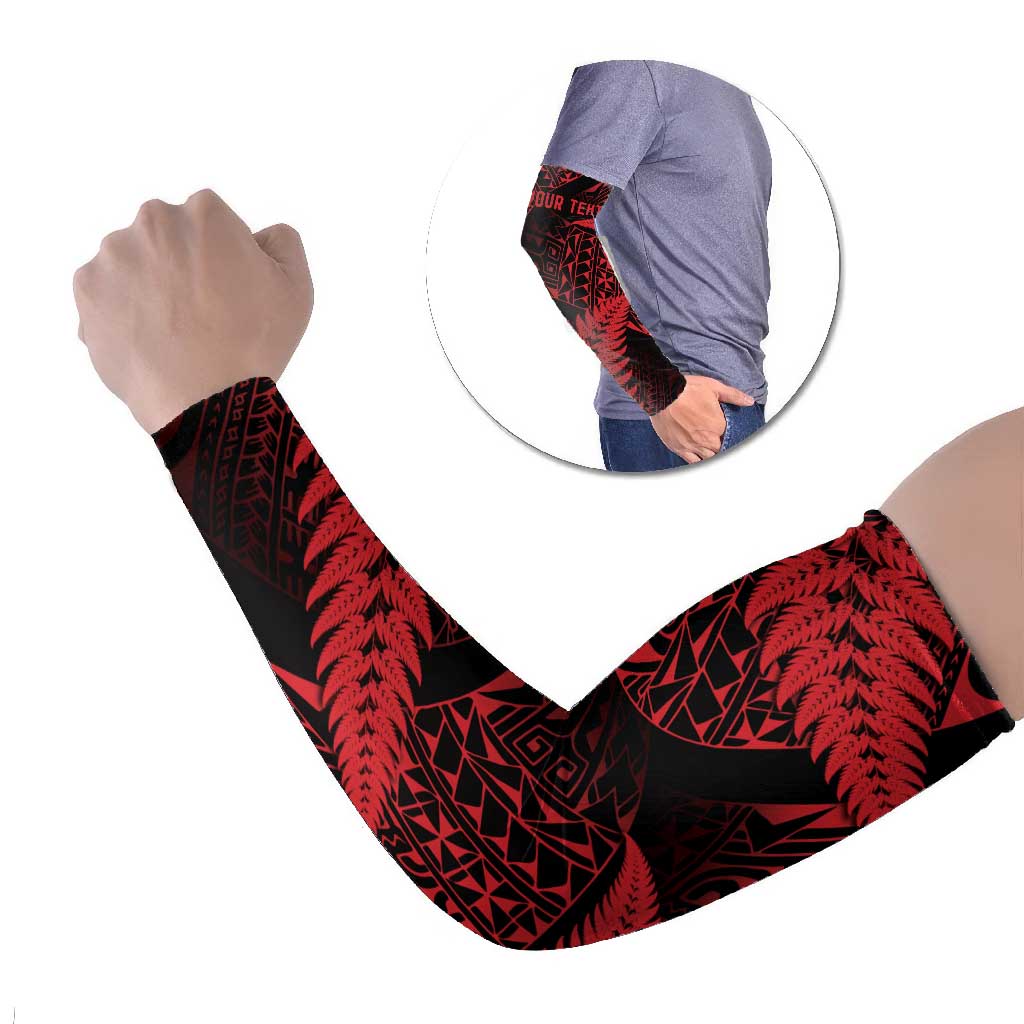 New Zealand Rugby Pacific Personalised Arm Sleeves All Red Maori Pasifika Fern Pattern - Aussie Hoodie