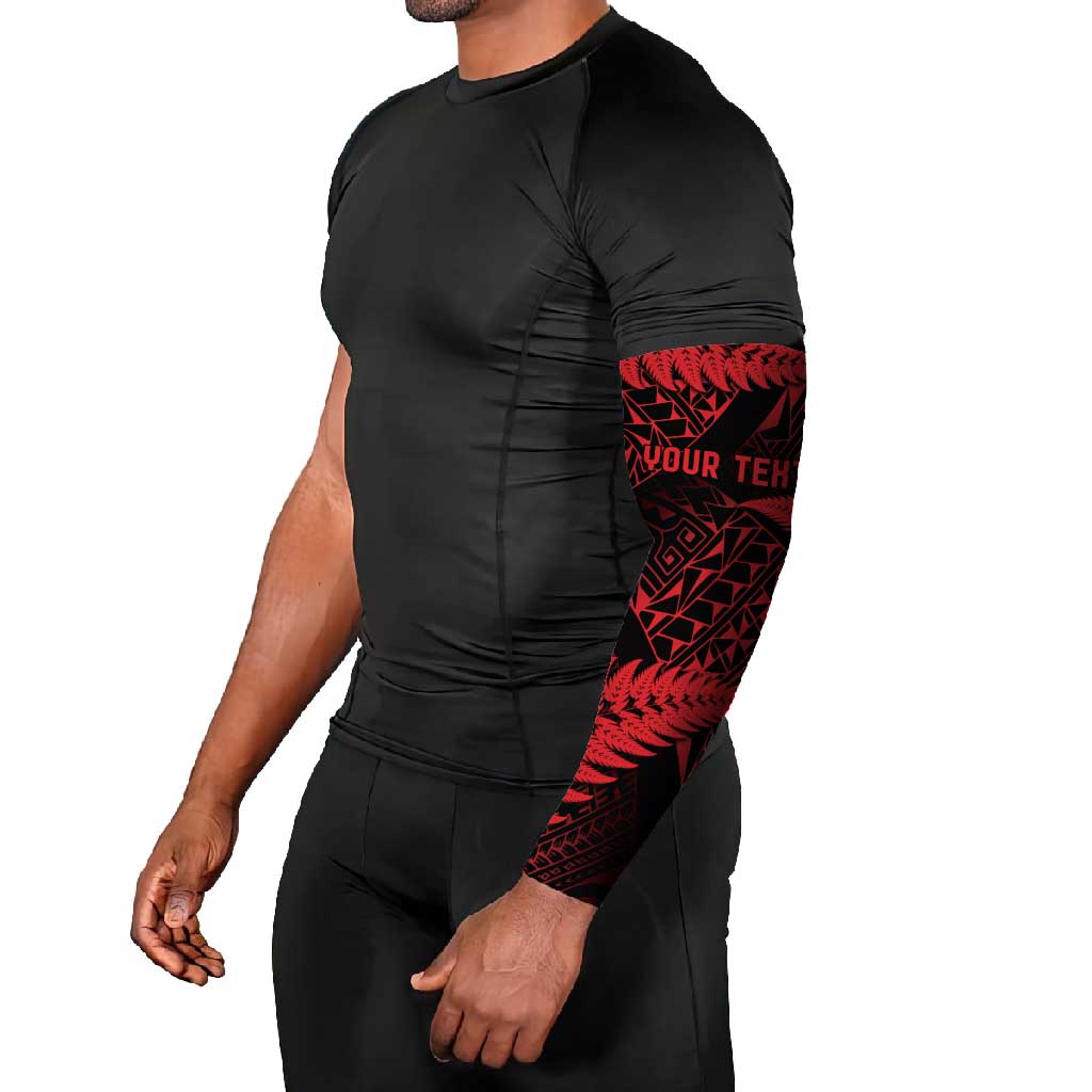 New Zealand Rugby Pacific Personalised Arm Sleeves All Red Maori Pasifika Fern Pattern - Aussie Hoodie