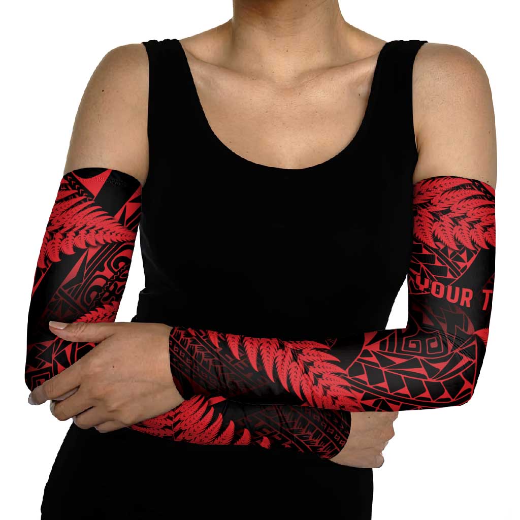 New Zealand Rugby Pacific Personalised Arm Sleeves All Red Maori Pasifika Fern Pattern - Aussie Hoodie
