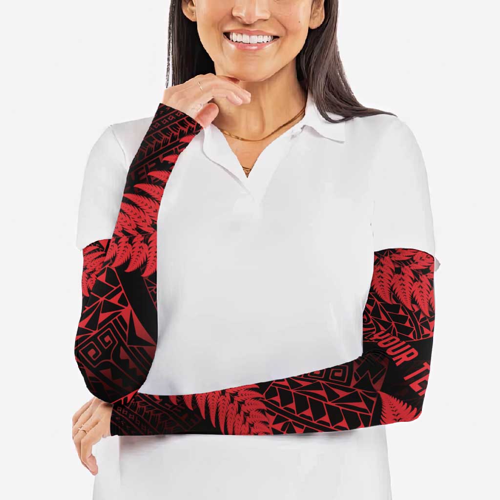 New Zealand Rugby Pacific Personalised Arm Sleeves All Red Maori Pasifika Fern Pattern - Aussie Hoodie