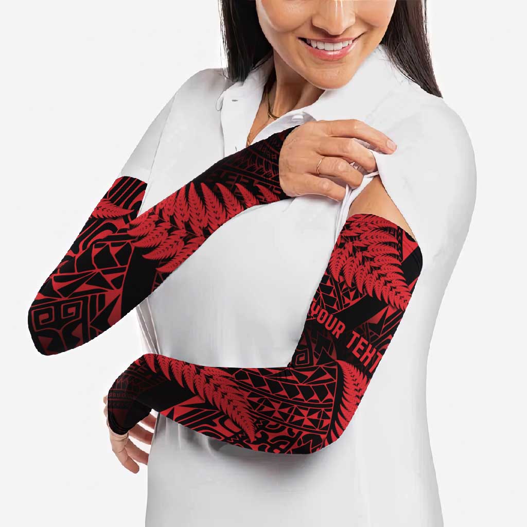 New Zealand Rugby Pacific Personalised Arm Sleeves All Red Maori Pasifika Fern Pattern - Aussie Hoodie