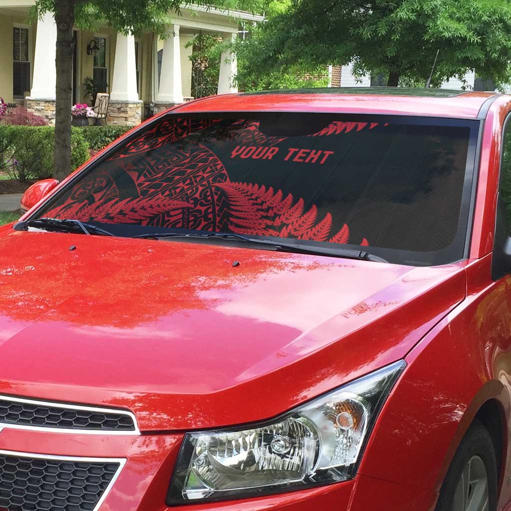 New Zealand Rugby Pacific Personalised Auto Sun Shade All Red Maori Pasifika Fern Pattern - Aussie Hoodie