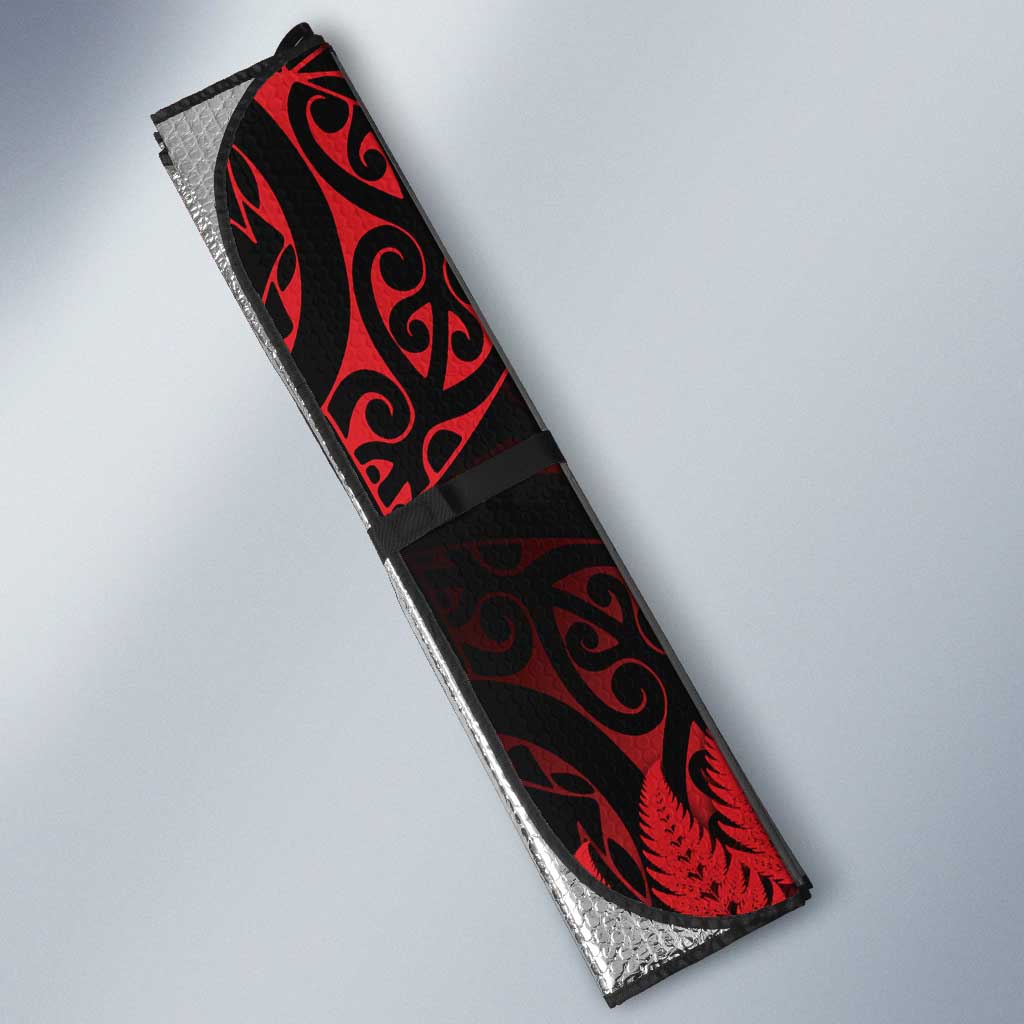 New Zealand Rugby Pacific Personalised Auto Sun Shade All Red Maori Pasifika Fern Pattern - Aussie Hoodie