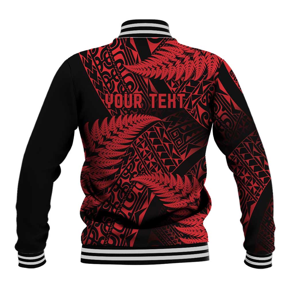 New Zealand Rugby Pacific Personalised Baseball Jacket All Red Maori Pasifika Fern Pattern