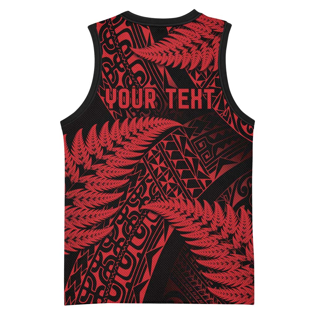 New Zealand Rugby Pacific Personalised Basketball Jersey All Red Maori Pasifika Fern Pattern - Aussie Hoodie