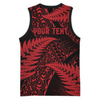 New Zealand Rugby Pacific Personalised Basketball Jersey All Red Maori Pasifika Fern Pattern - Aussie Hoodie