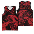 New Zealand Rugby Pacific Personalised Basketball Jersey All Red Maori Pasifika Fern Pattern - Aussie Hoodie