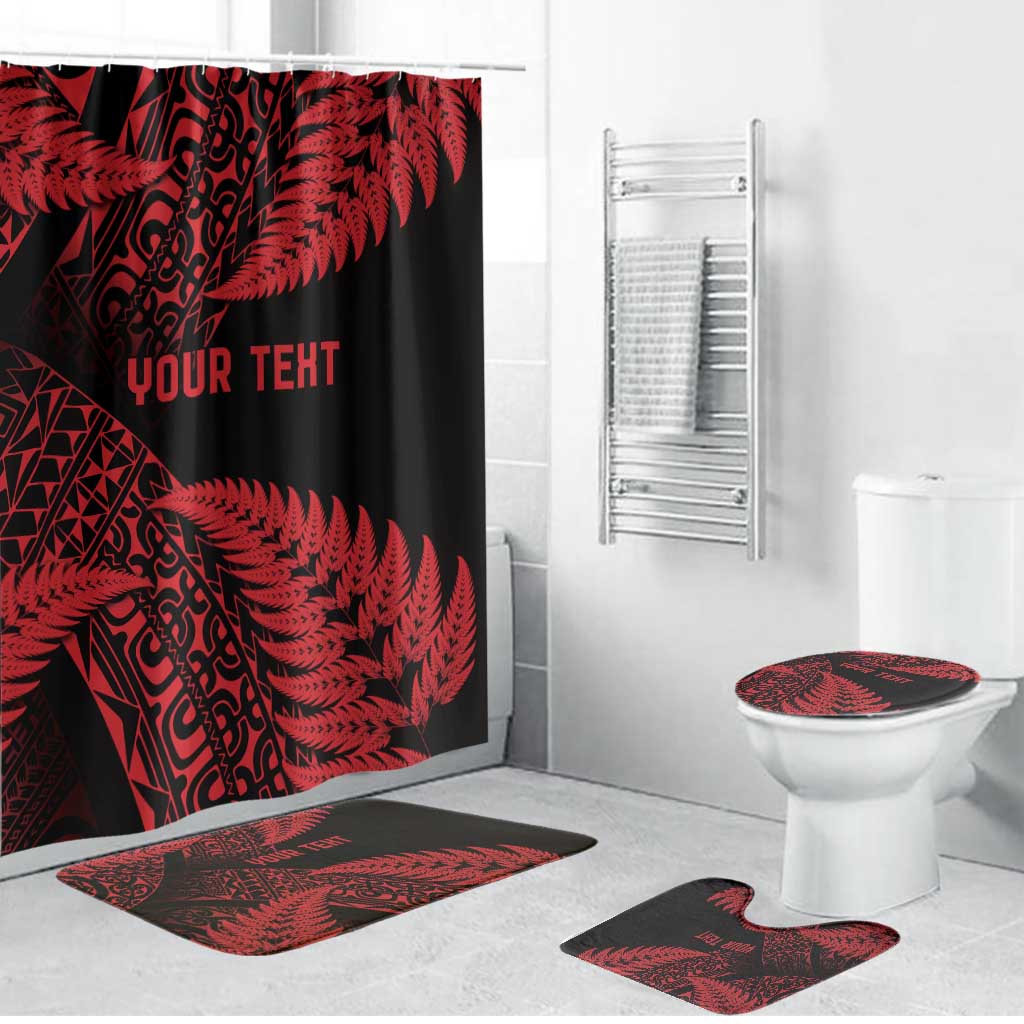 New Zealand Rugby Pacific Personalised Bathroom Set All Red Maori Pasifika Fern Pattern - Aussie Hoodie