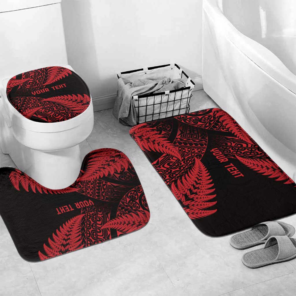 New Zealand Rugby Pacific Personalised Bathroom Set All Red Maori Pasifika Fern Pattern - Aussie Hoodie