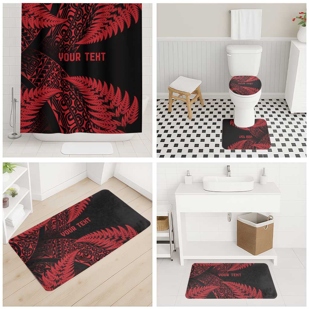 New Zealand Rugby Pacific Personalised Bathroom Set All Red Maori Pasifika Fern Pattern - Aussie Hoodie