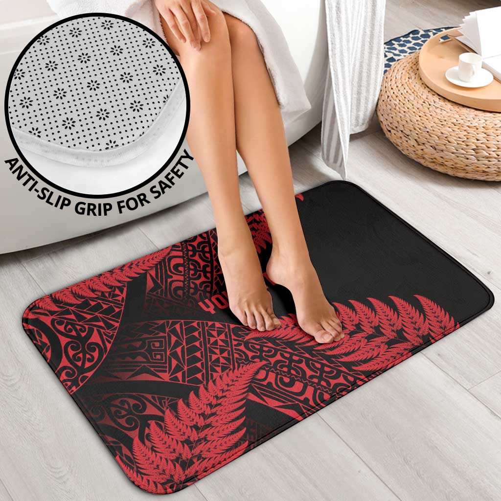 New Zealand Rugby Pacific Personalised Bathroom Set All Red Maori Pasifika Fern Pattern - Aussie Hoodie