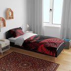 New Zealand Rugby Pacific Personalised Bedding Set All Red Maori Pasifika Fern Pattern