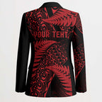 New Zealand Rugby Pacific Personalised Blazer All Red Maori Pasifika Fern Pattern - Aussie Hoodie