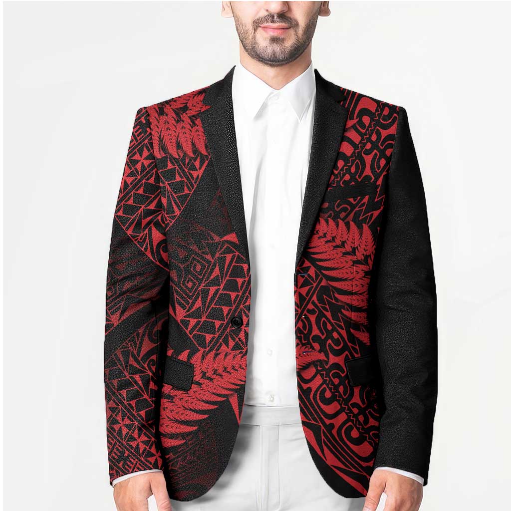 New Zealand Rugby Pacific Personalised Blazer All Red Maori Pasifika Fern Pattern - Aussie Hoodie