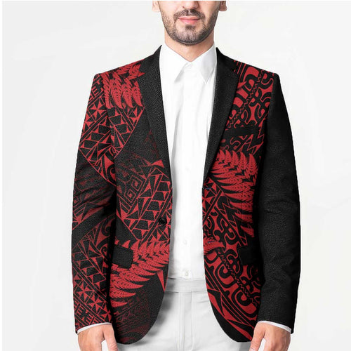 New Zealand Rugby Pacific Personalised Blazer All Red Maori Pasifika Fern Pattern - Aussie Hoodie