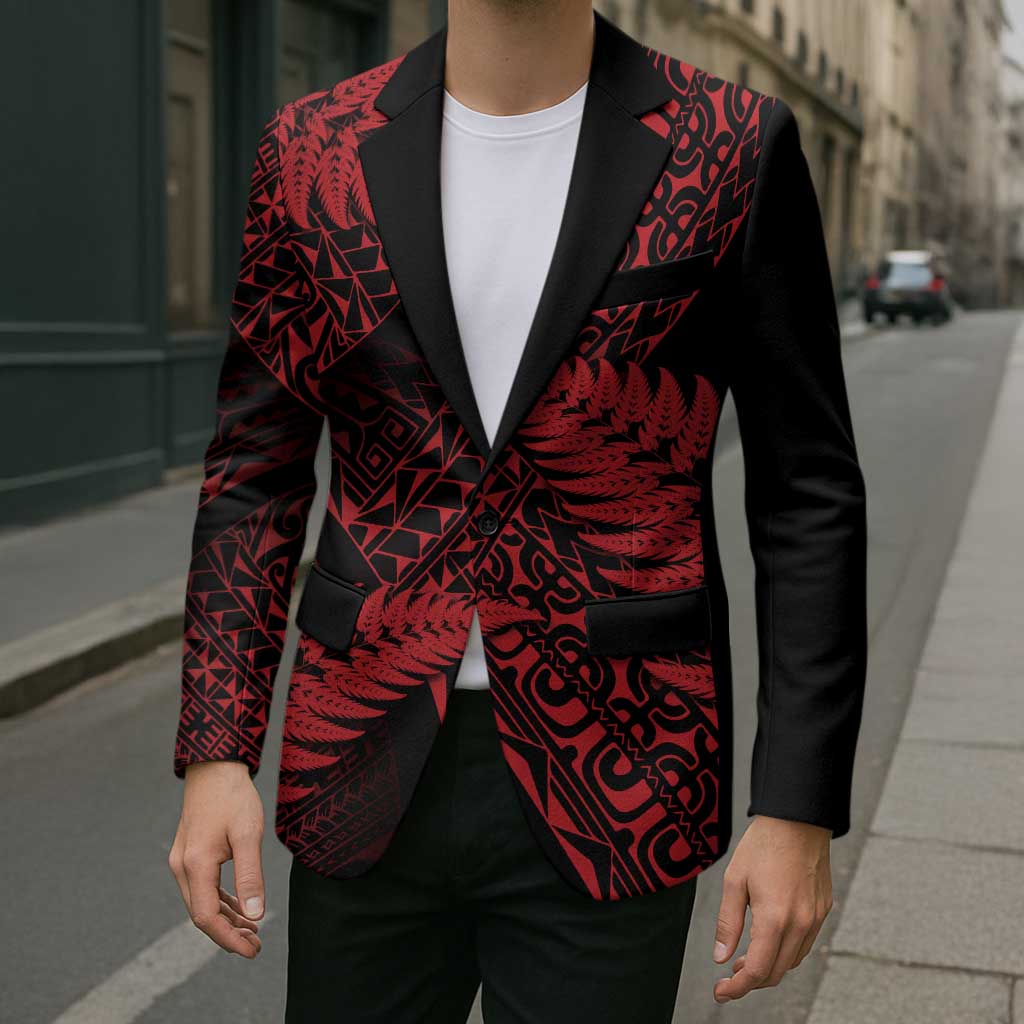 New Zealand Rugby Pacific Personalised Blazer All Red Maori Pasifika Fern Pattern - Aussie Hoodie