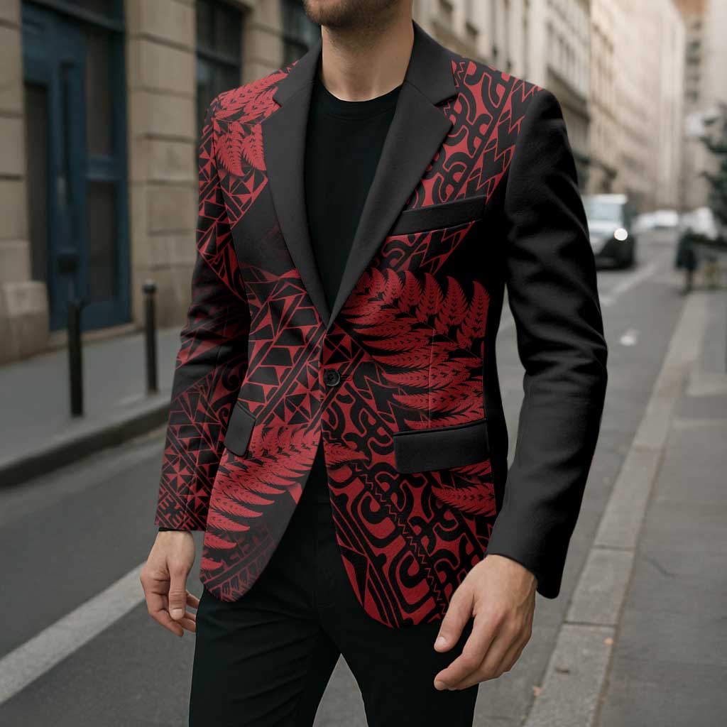 New Zealand Rugby Pacific Personalised Blazer All Red Maori Pasifika Fern Pattern - Aussie Hoodie