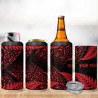New Zealand Rugby Pacific Personalised 4 in 1 Can Cooler Tumbler All Red Maori Pasifika Fern Pattern