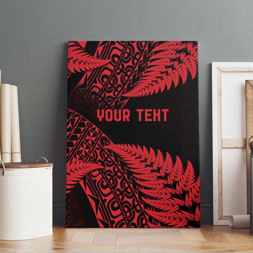 New Zealand Rugby Pacific Personalised Canvas Wall Art All Red Maori Pasifika Fern Pattern