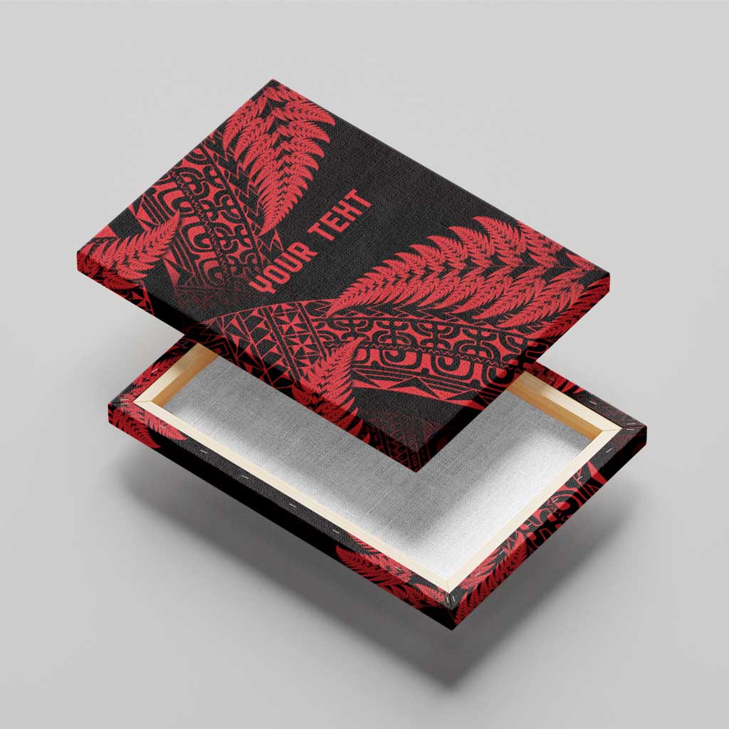 New Zealand Rugby Pacific Personalised Canvas Wall Art All Red Maori Pasifika Fern Pattern