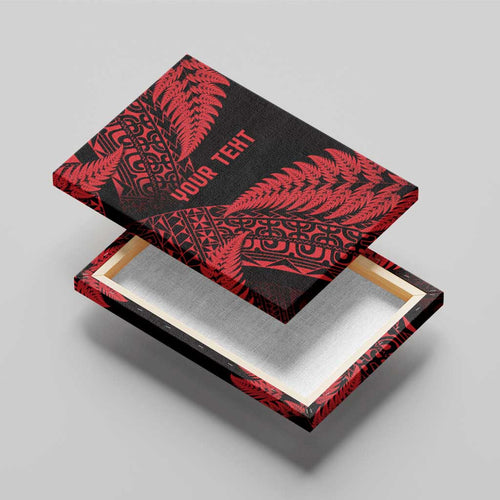 New Zealand Rugby Pacific Personalised Canvas Wall Art All Red Maori Pasifika Fern Pattern