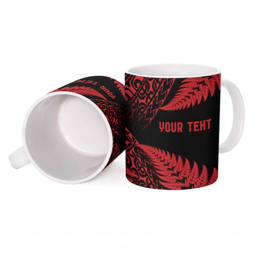 New Zealand Rugby Pacific Personalised Ceramic Mug All Red Maori Pasifika Fern Pattern - Aussie Hoodie