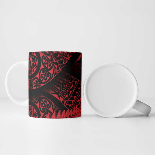 New Zealand Rugby Pacific Personalised Ceramic Mug All Red Maori Pasifika Fern Pattern - Aussie Hoodie