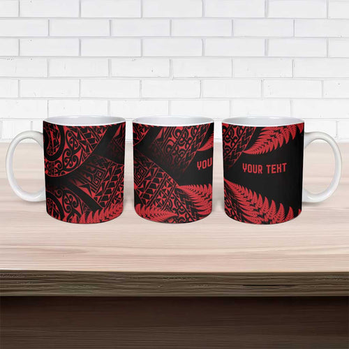 New Zealand Rugby Pacific Personalised Ceramic Mug All Red Maori Pasifika Fern Pattern - Aussie Hoodie