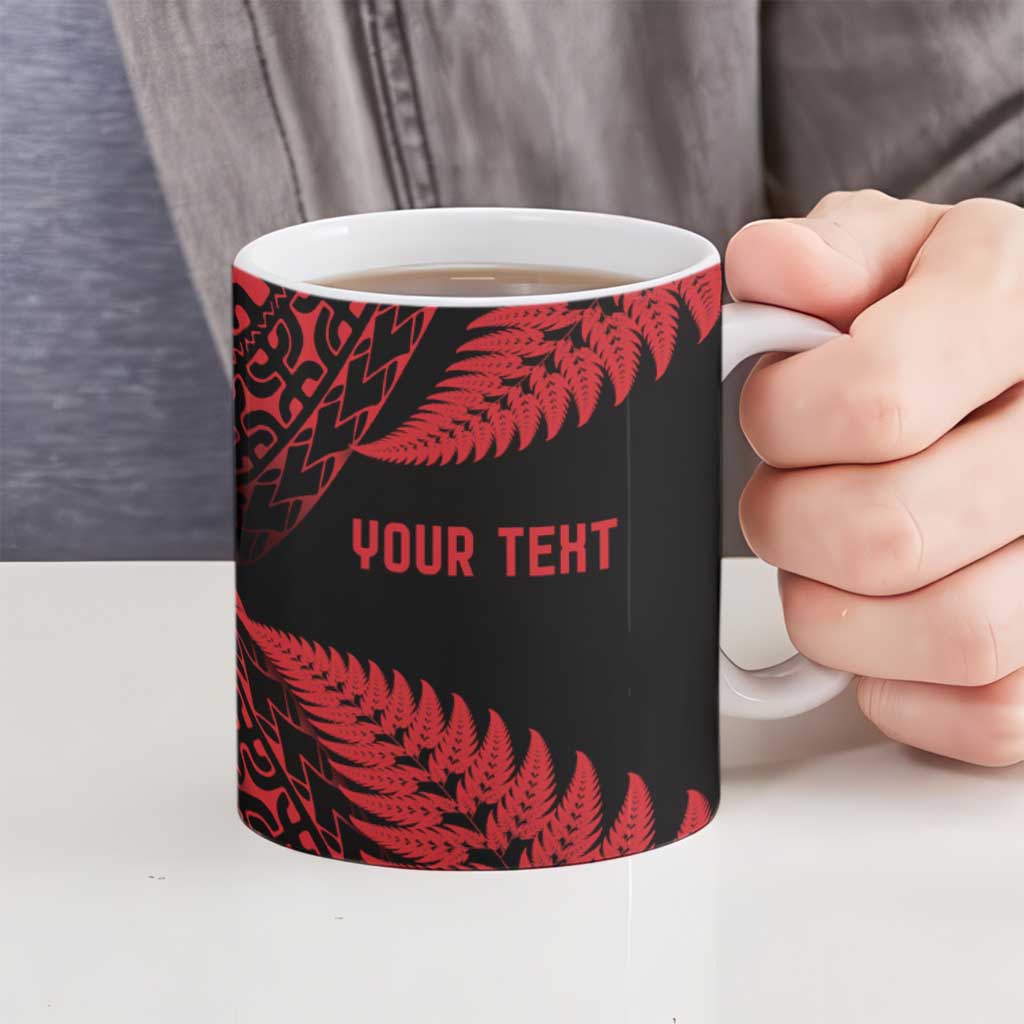 New Zealand Rugby Pacific Personalised Ceramic Mug All Red Maori Pasifika Fern Pattern - Aussie Hoodie