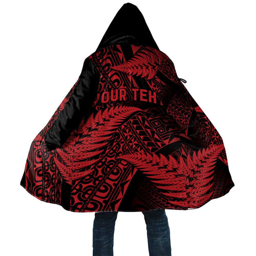 New Zealand Rugby Pacific Personalised Cloak All Red Maori Pasifika Fern Pattern - Aussie Hoodie