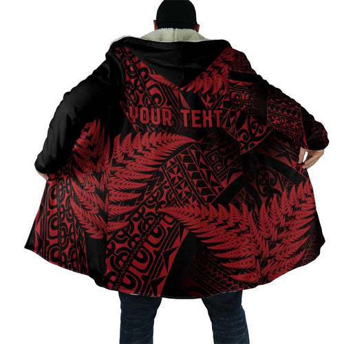 New Zealand Rugby Pacific Personalised Cloak All Red Maori Pasifika Fern Pattern - Aussie Hoodie