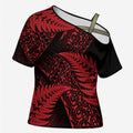 New Zealand Rugby Pacific Personalised Cross Shoulder Shirt All Red Maori Pasifika Fern Pattern - Aussie Hoodie