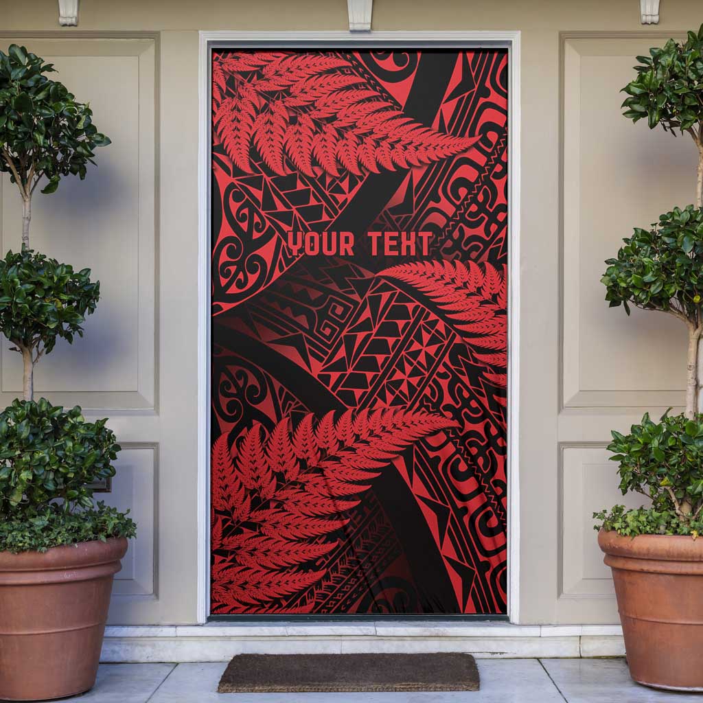 New Zealand Rugby Pacific Personalised Door Cover All Red Maori Pasifika Fern Pattern - Aussie Hoodie