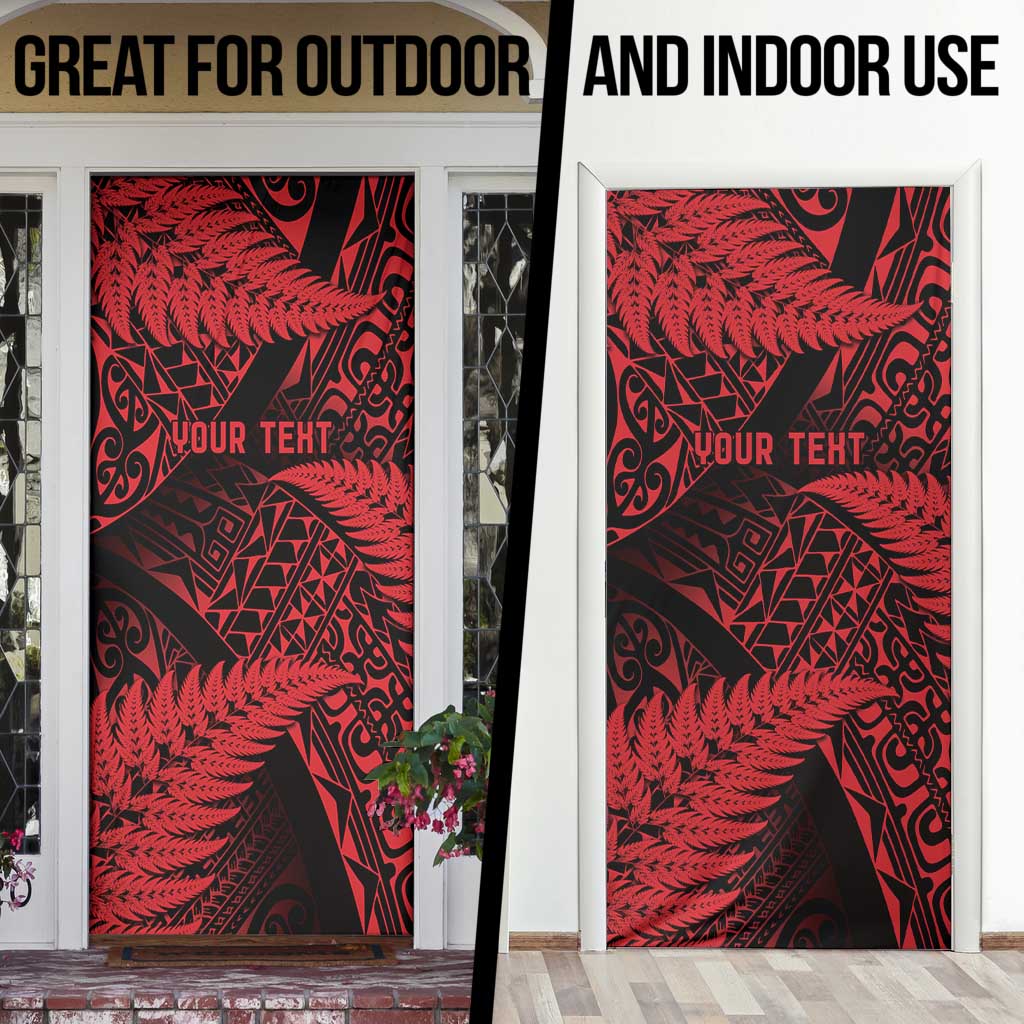 New Zealand Rugby Pacific Personalised Door Cover All Red Maori Pasifika Fern Pattern - Aussie Hoodie