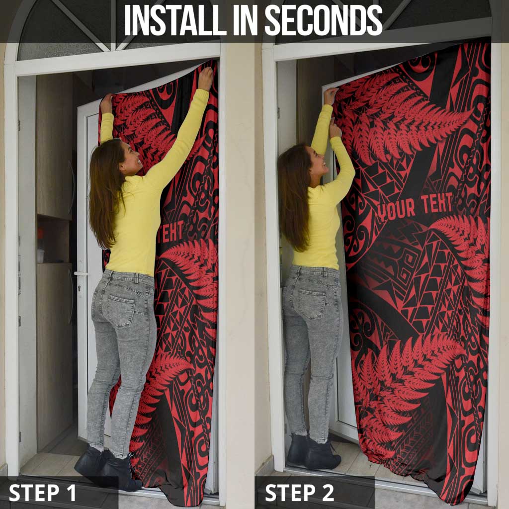 New Zealand Rugby Pacific Personalised Door Cover All Red Maori Pasifika Fern Pattern - Aussie Hoodie