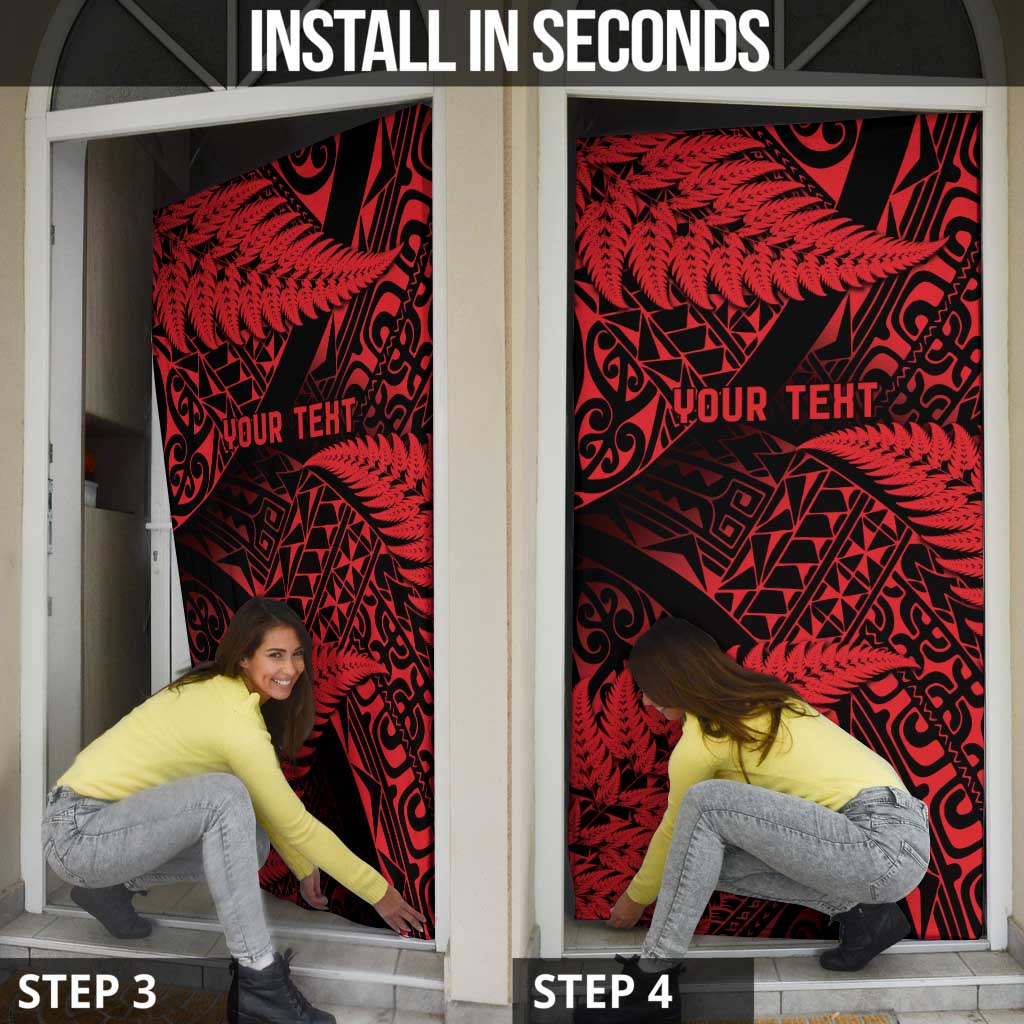 New Zealand Rugby Pacific Personalised Door Cover All Red Maori Pasifika Fern Pattern - Aussie Hoodie