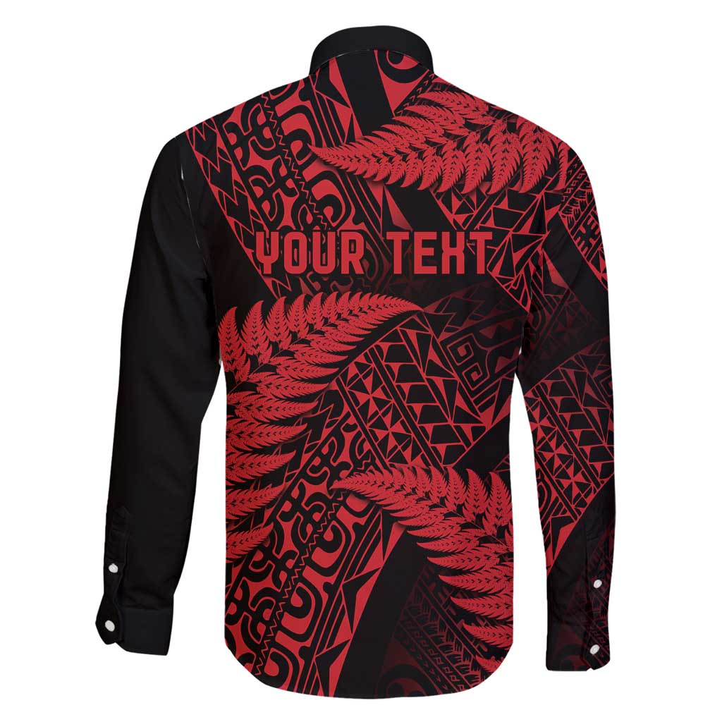 New Zealand Rugby Pacific Personalised Family Matching Long Sleeve Bodycon Dress and Hawaiian Shirt All Red Maori Pasifika Fern Pattern