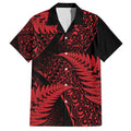 New Zealand Rugby Pacific Personalised Family Matching Off Shoulder Short Dress and Hawaiian Shirt All Red Maori Pasifika Fern Pattern