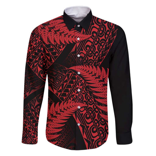 New Zealand Rugby Pacific Personalised Family Matching Short Sleeve Bodycon Dress and Hawaiian Shirt All Red Maori Pasifika Fern Pattern