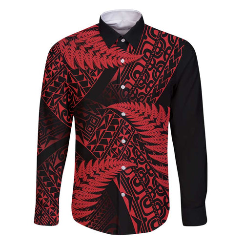 New Zealand Rugby Pacific Personalised Family Matching Tank Maxi Dress and Hawaiian Shirt All Red Maori Pasifika Fern Pattern