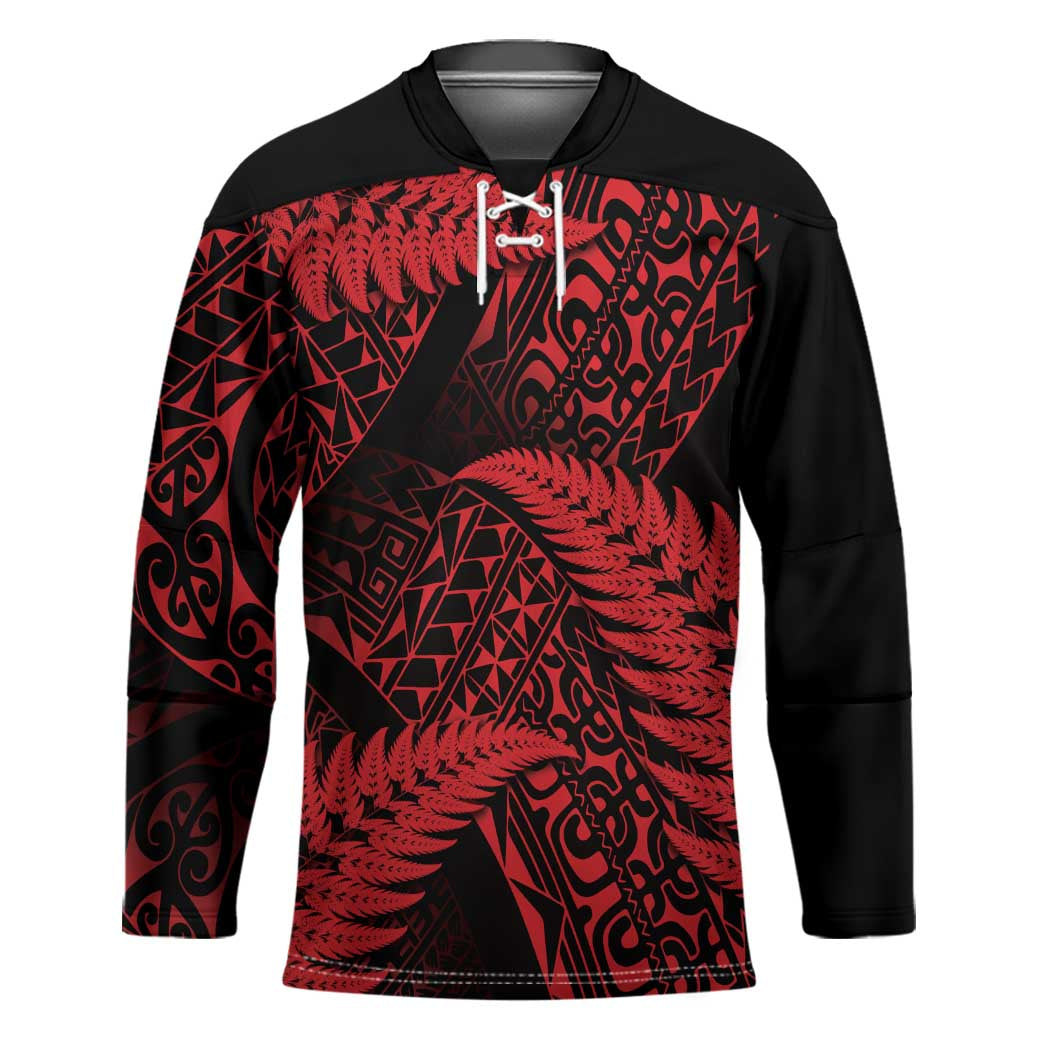 New Zealand Rugby Pacific Personalised Hockey Jersey All Red Maori Pasifika Fern Pattern - Aussie Hoodie