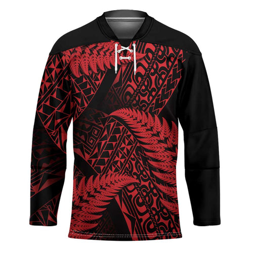 New Zealand Rugby Pacific Personalised Hockey Jersey All Red Maori Pasifika Fern Pattern - Aussie Hoodie