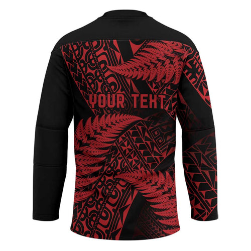 New Zealand Rugby Pacific Personalised Hockey Jersey All Red Maori Pasifika Fern Pattern - Aussie Hoodie