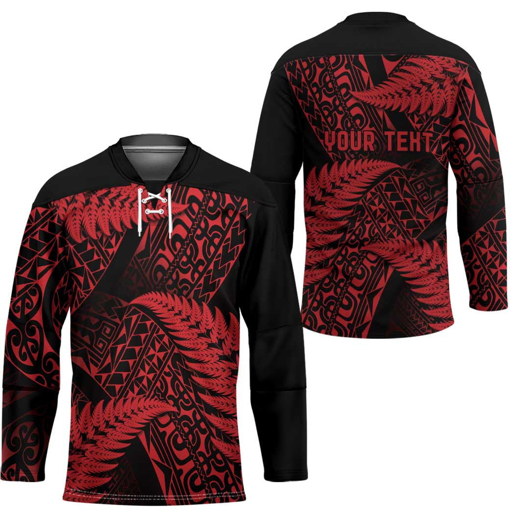 New Zealand Rugby Pacific Personalised Hockey Jersey All Red Maori Pasifika Fern Pattern - Aussie Hoodie